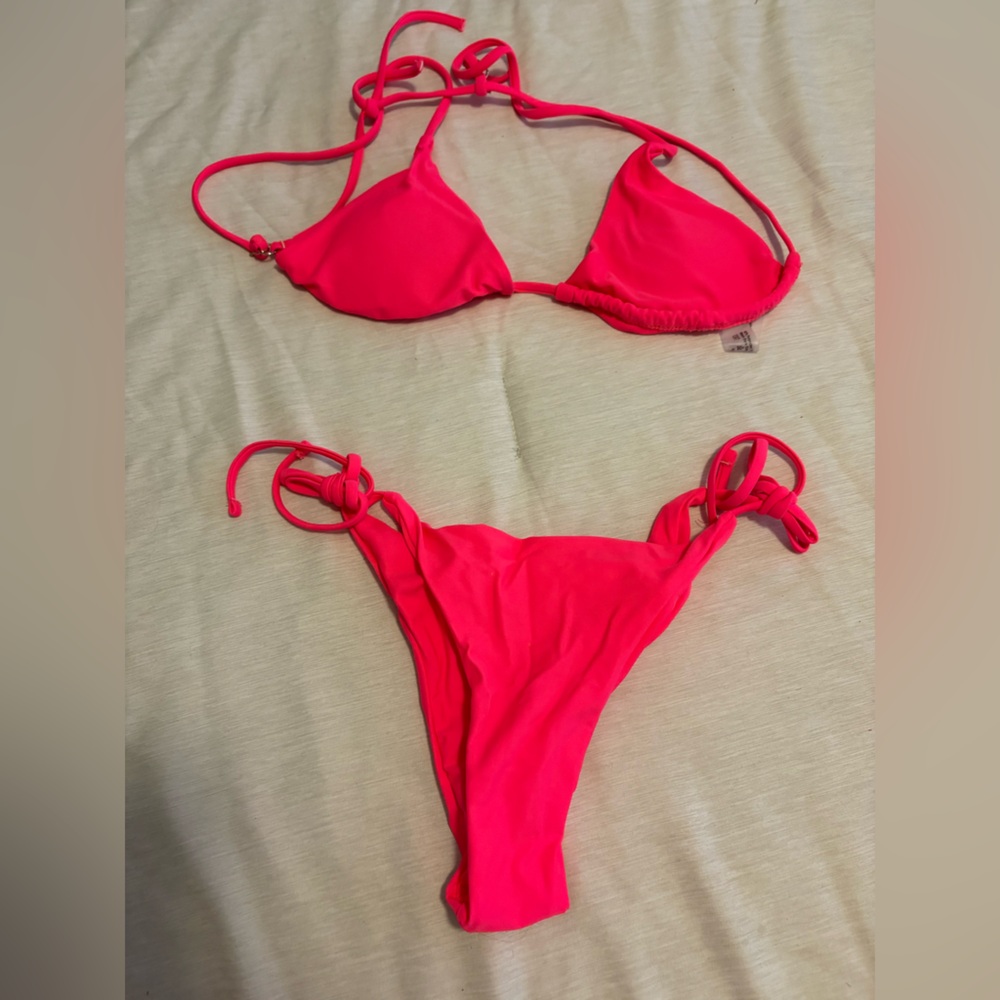 Bright Pink Triangle Bikini Top